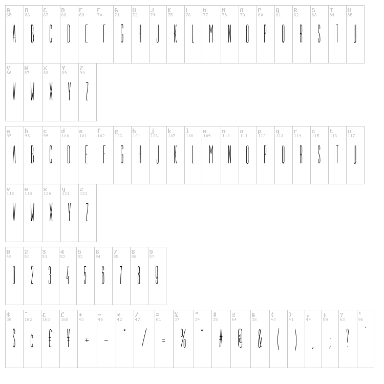 Jumping the Couch font map