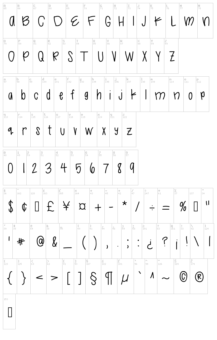 Like Legit font map