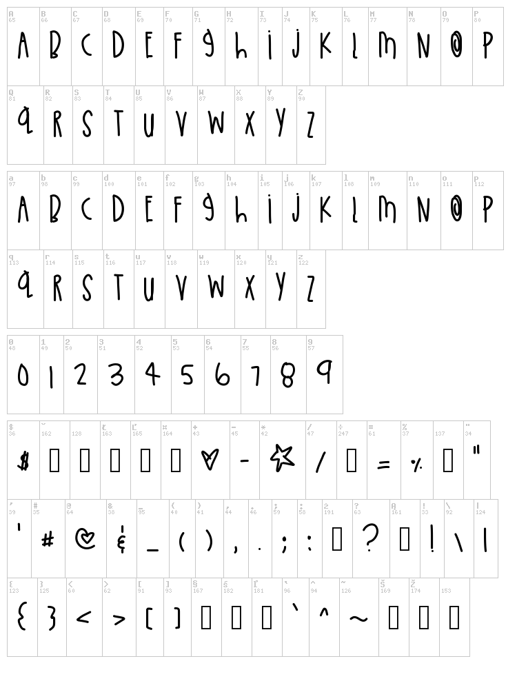 Little Blue Jay font map