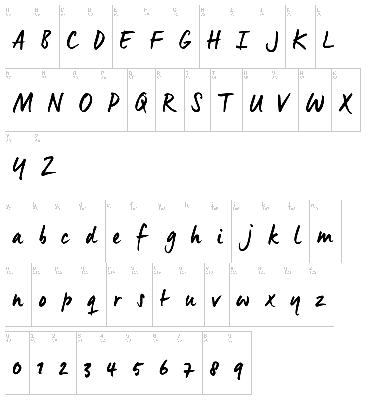 Manus Smooth font map