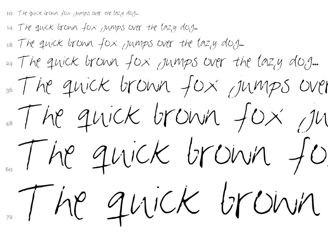 Mia's Greetings font waterfall