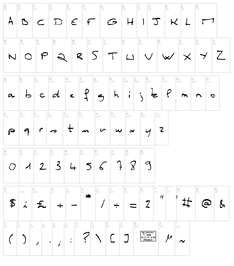 Miss Claude font map