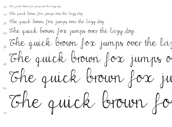 MiuScript font waterfall