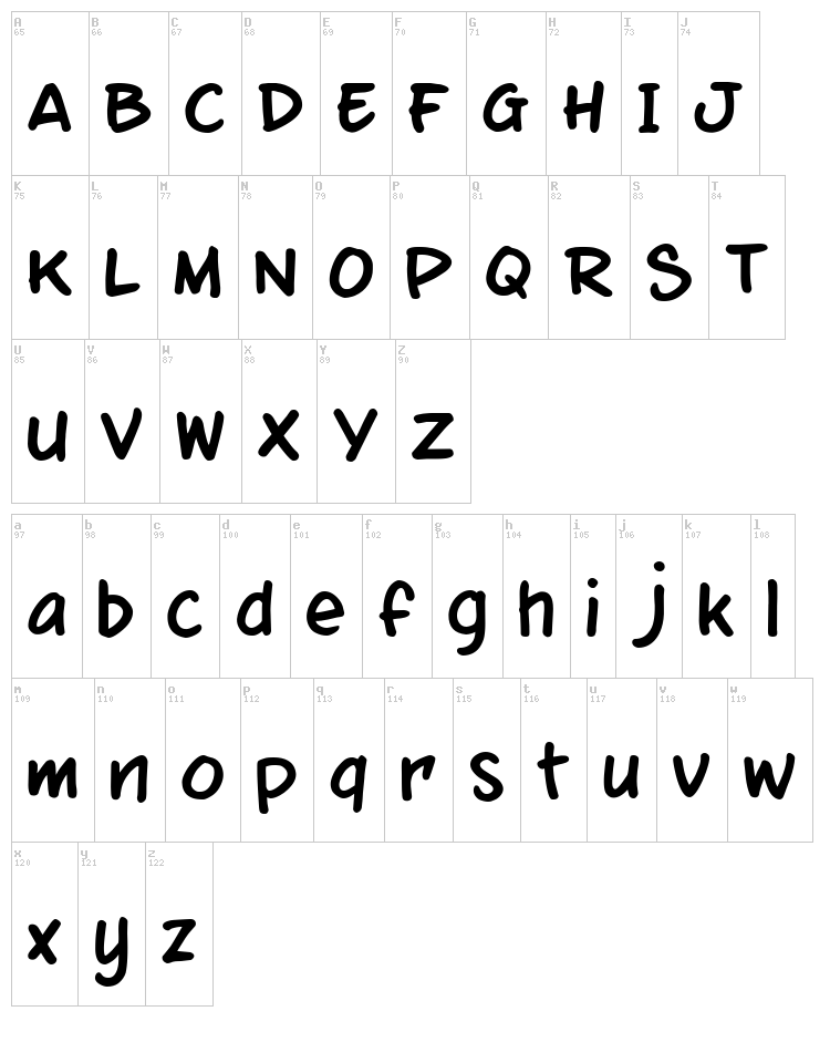 Mixtape Mike font map