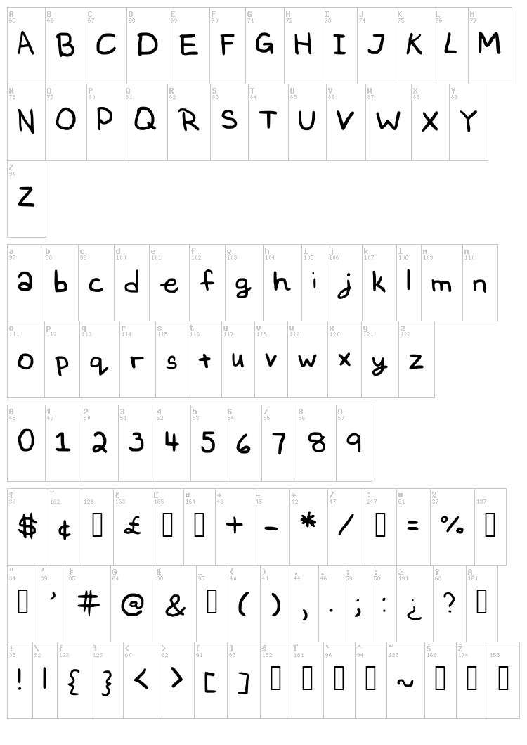 NataliesFont font map