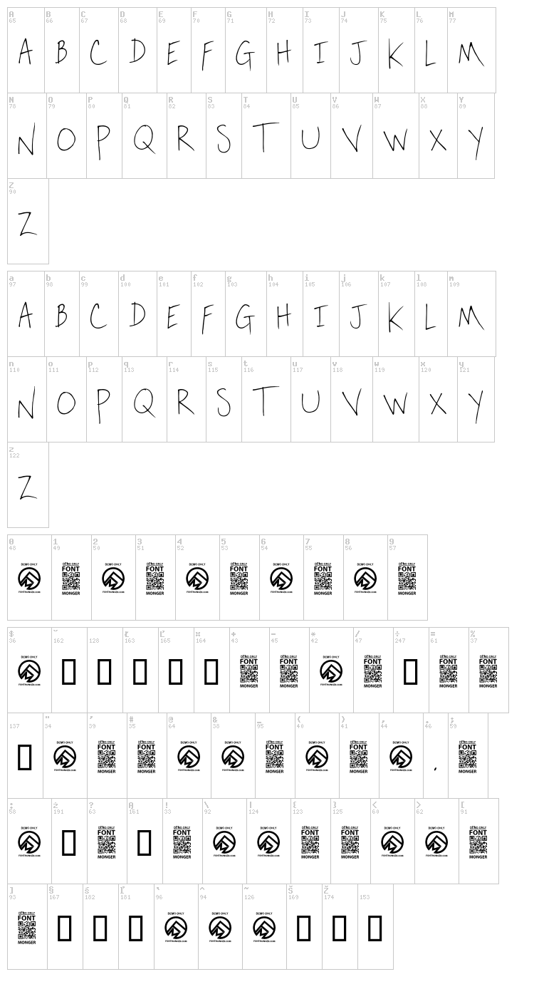 Oak Lawn font map