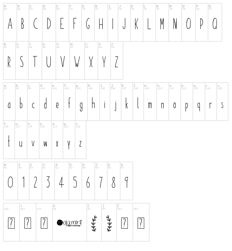 Paper Daisy font map