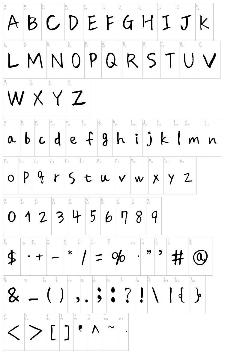 Peacerful Day font map