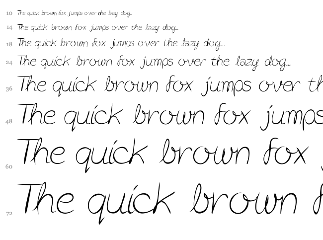 Post-it Penscript font waterfall
