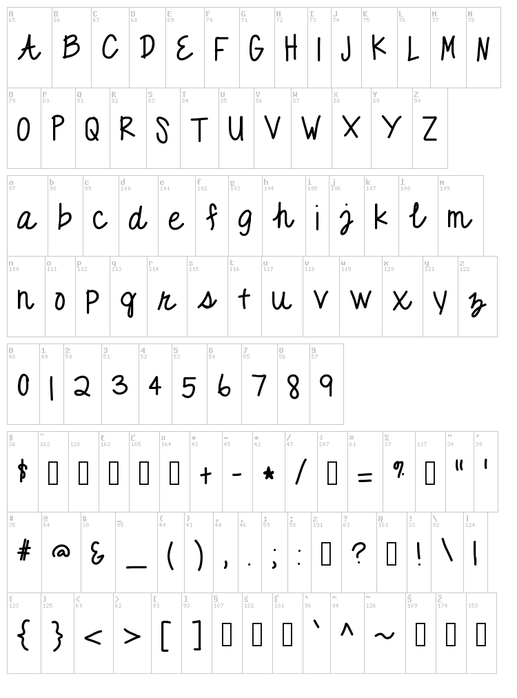Purplelace font map