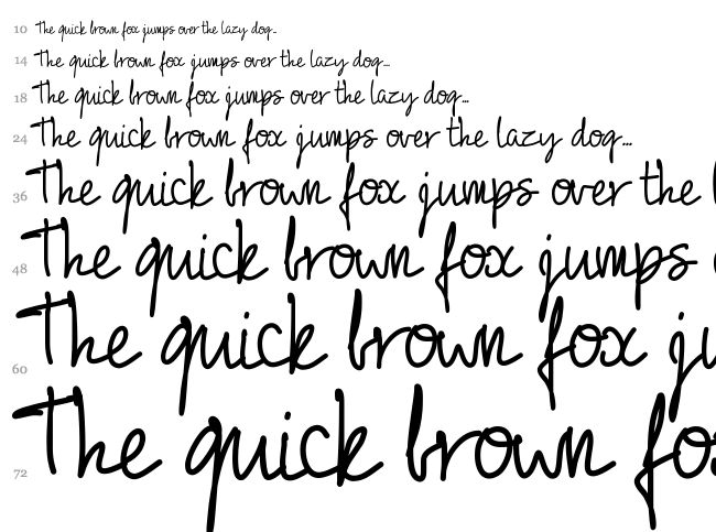 PW 01 Script font waterfall