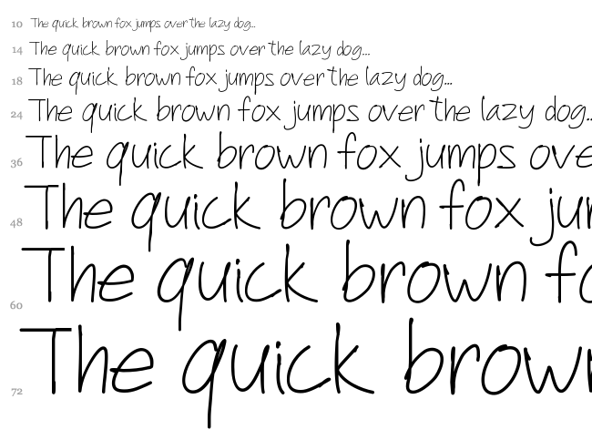PW Another Script font waterfall