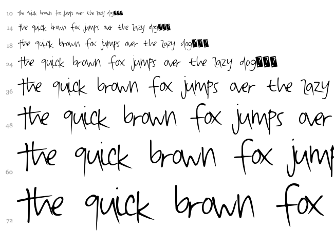 QuickDirty font waterfall
