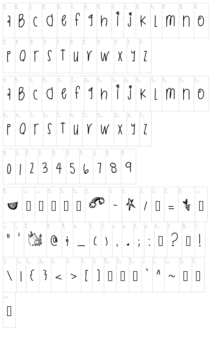 Rainbow Dashhh font map