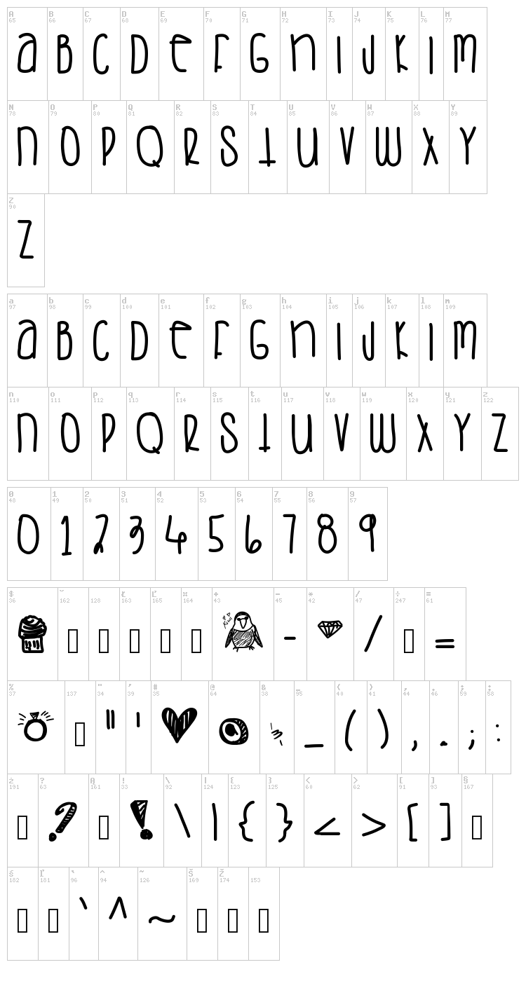 Saturday Love font map