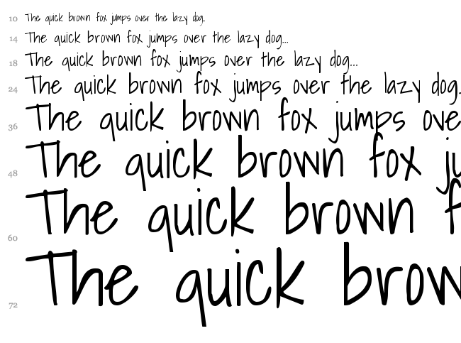 Shadows Into Light font waterfall