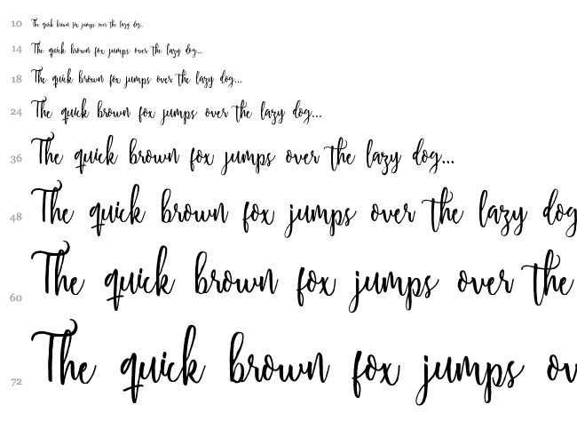 Shellahera Script font waterfall