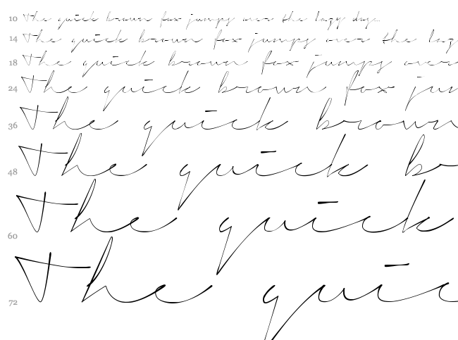 Signerica font waterfall