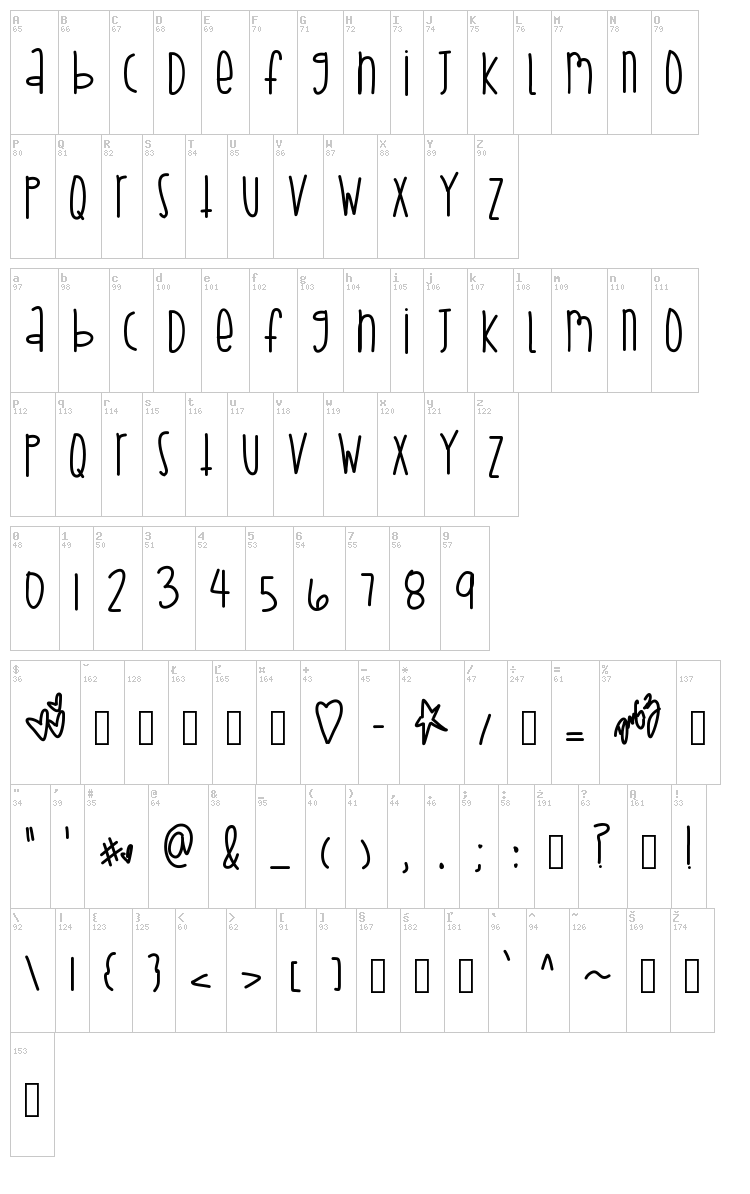 Slime Season font map