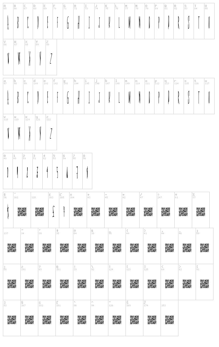 Smoking Pistols font map