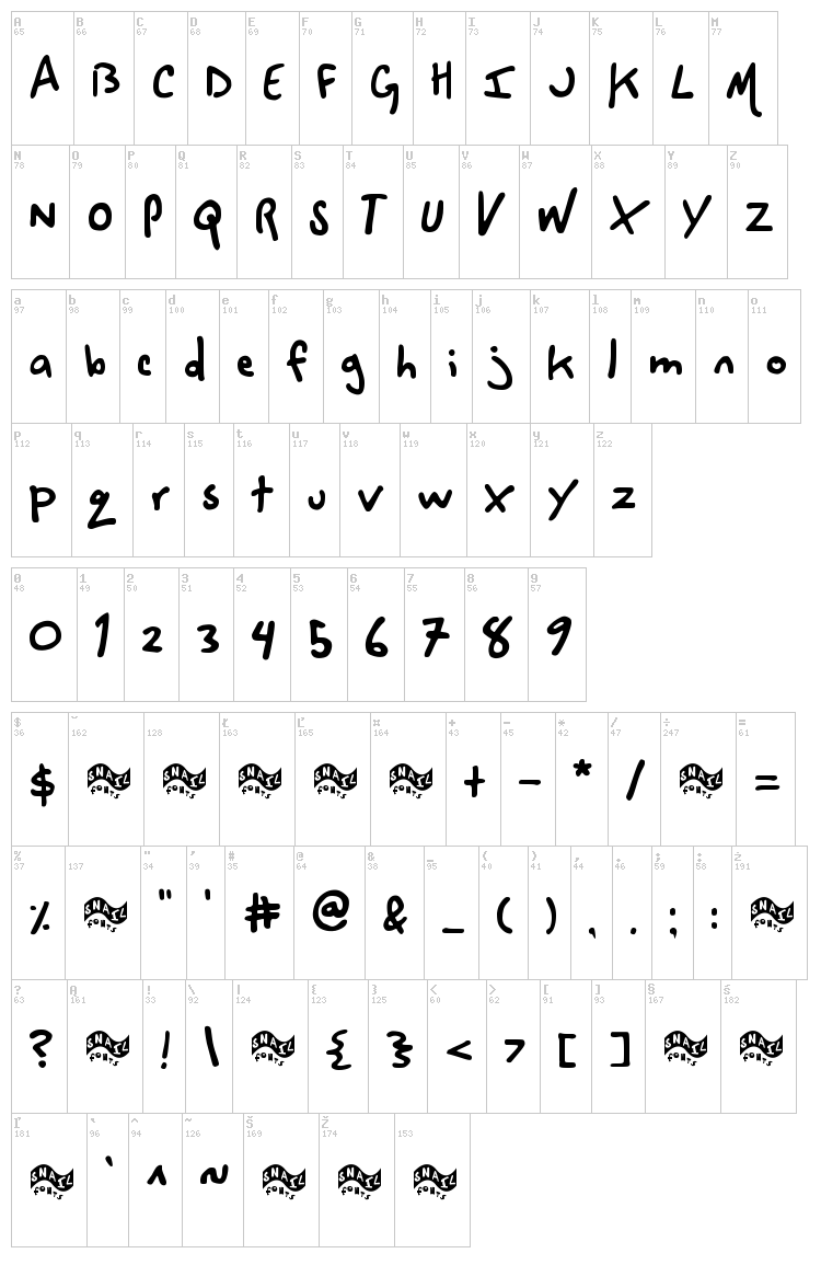 Space Cowboy font map