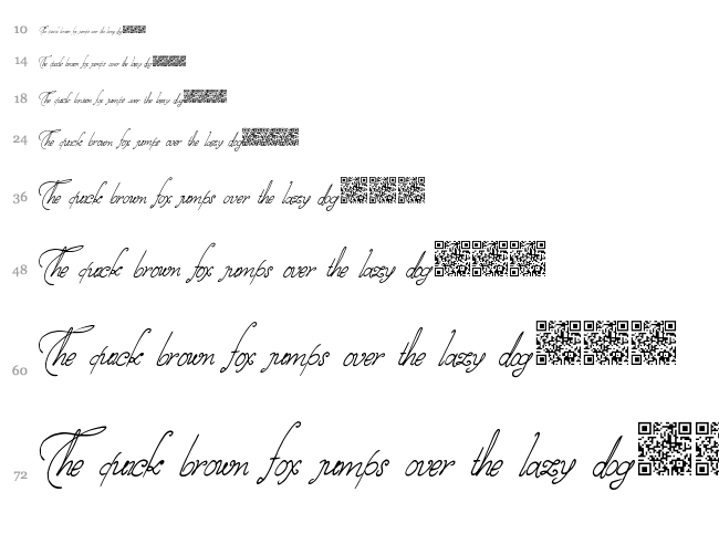 Stamped Envelopes font waterfall