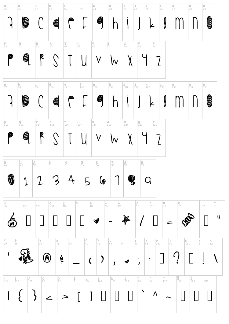 Summer Fall font map