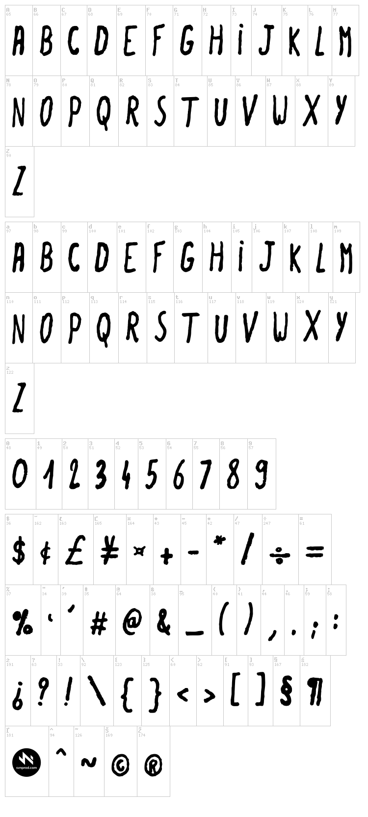 Summer Love font map