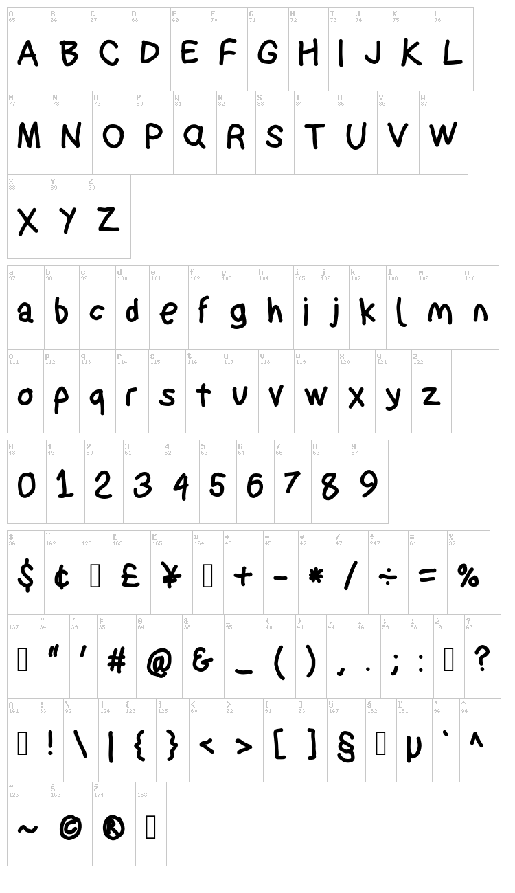 Suplex Driver font map