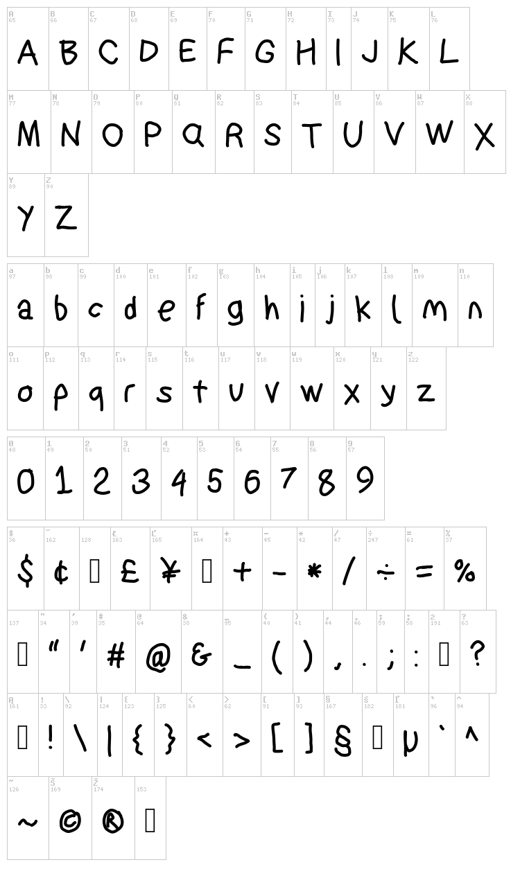 Suplex Driver font map
