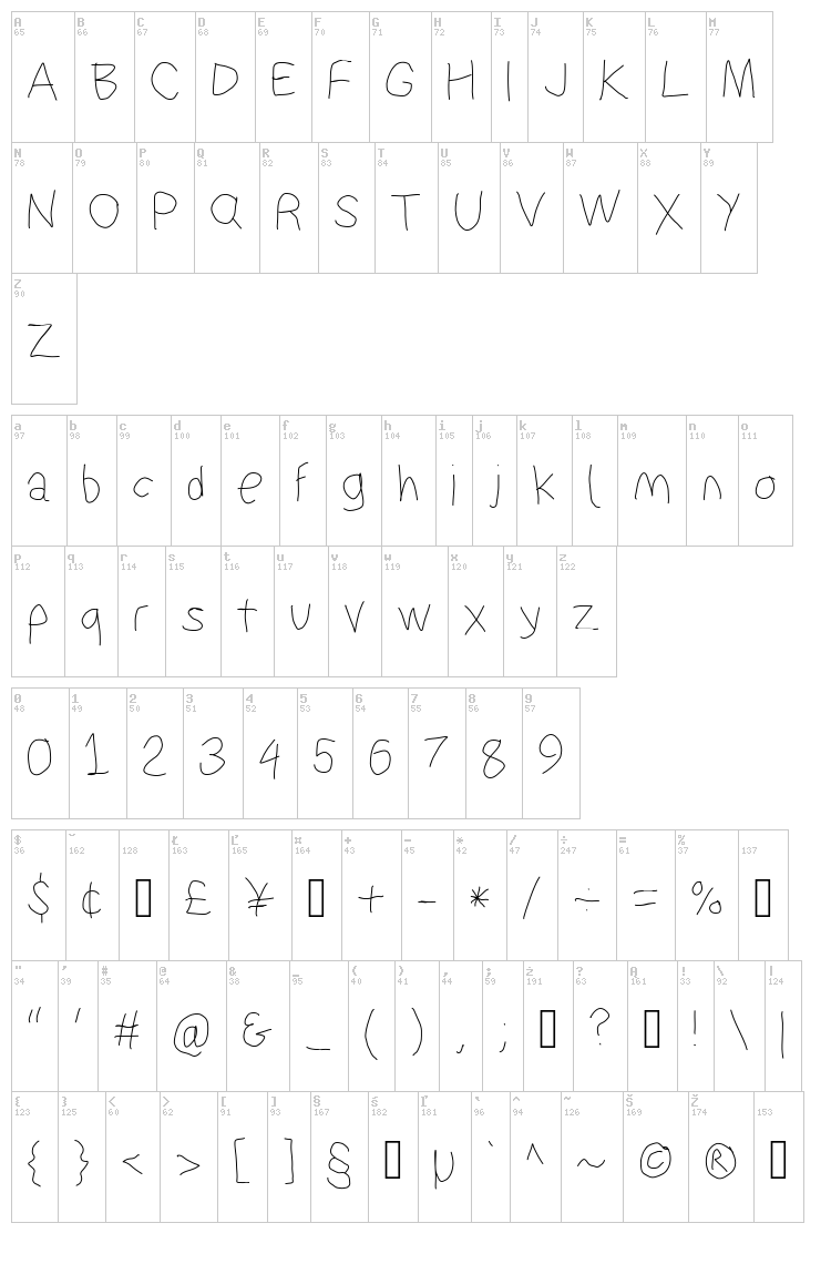 Suplex Driver font map