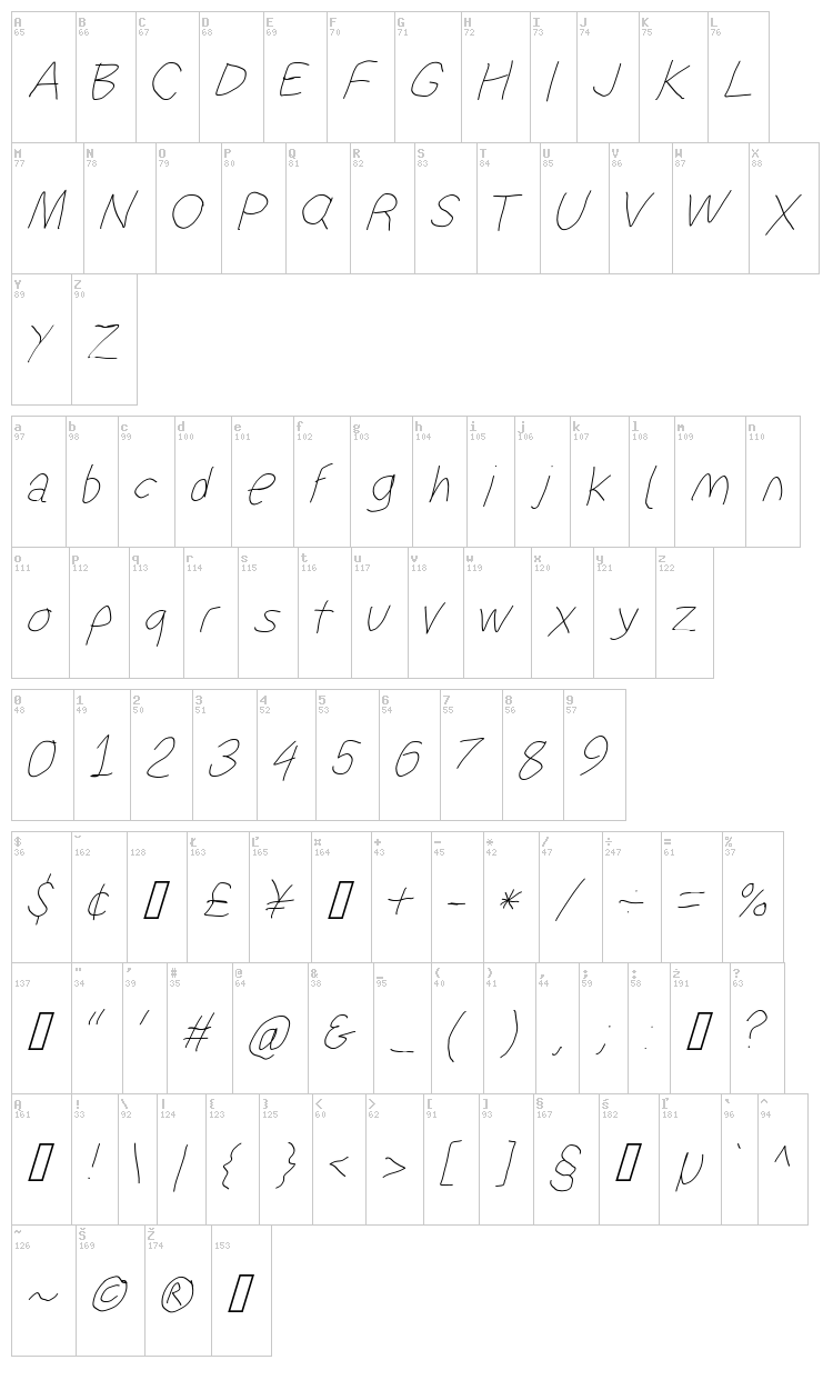 Suplex Driver font map