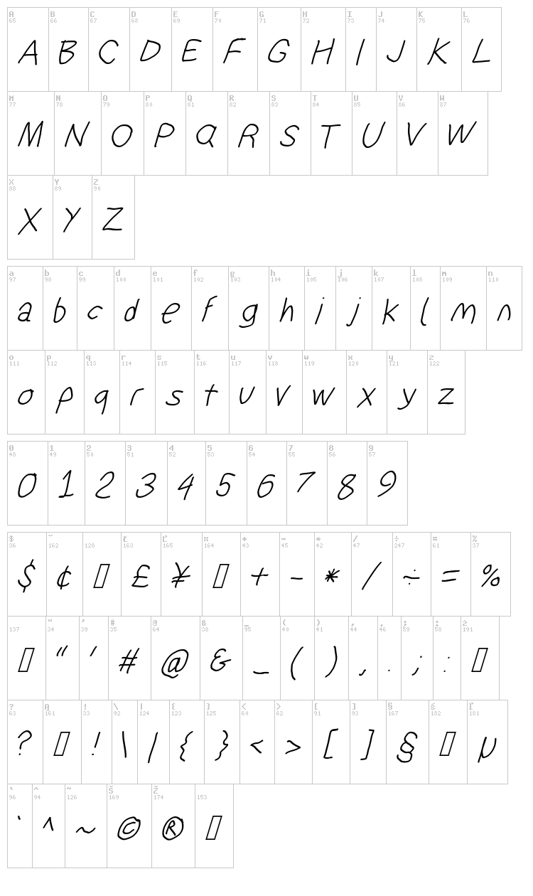 Suplex Driver font map