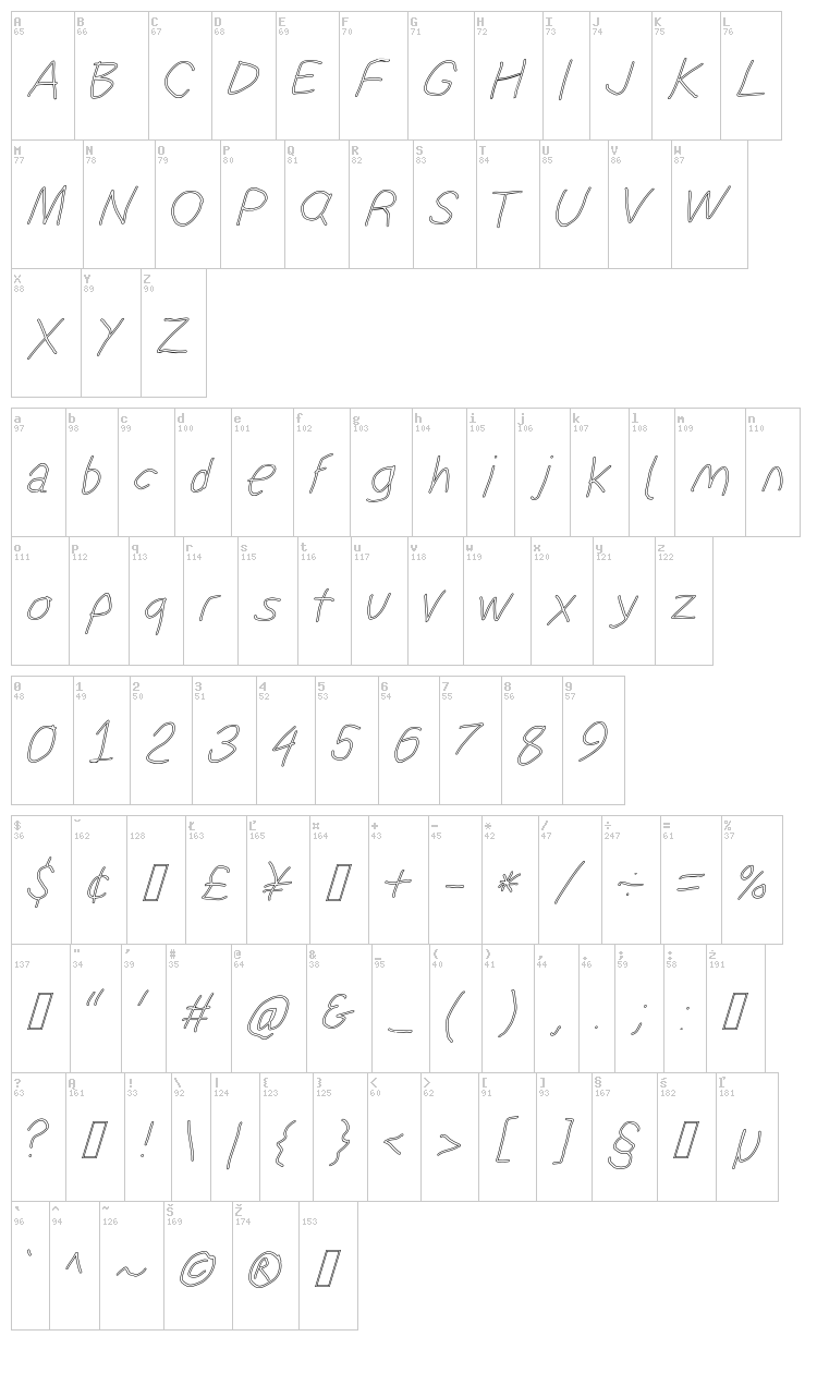 Suplex Driver font map