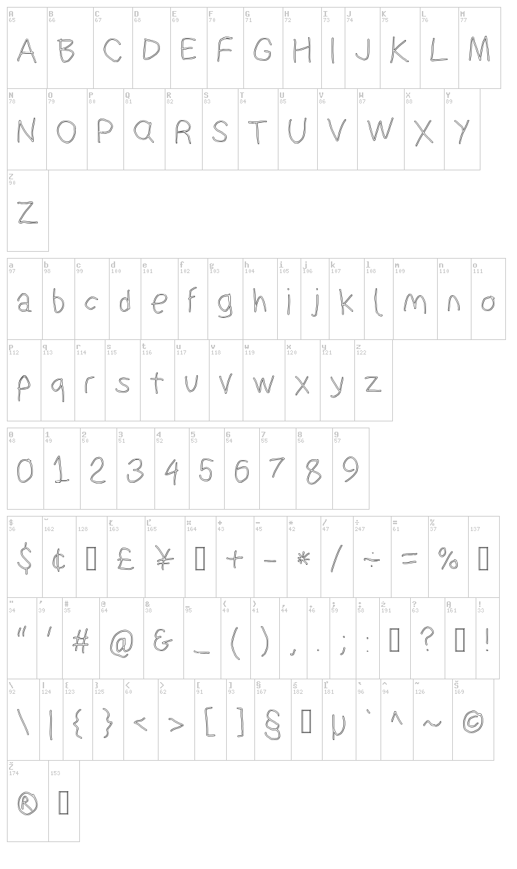 Suplex Driver font map