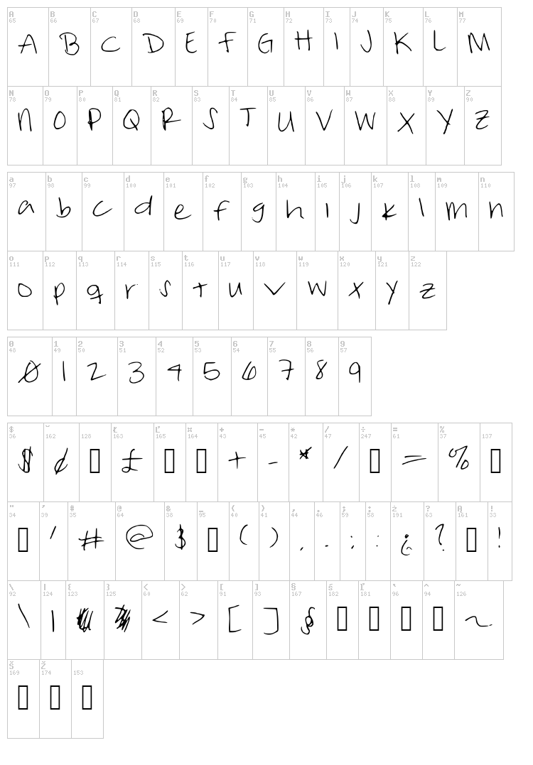 Take Me Tuesday font map