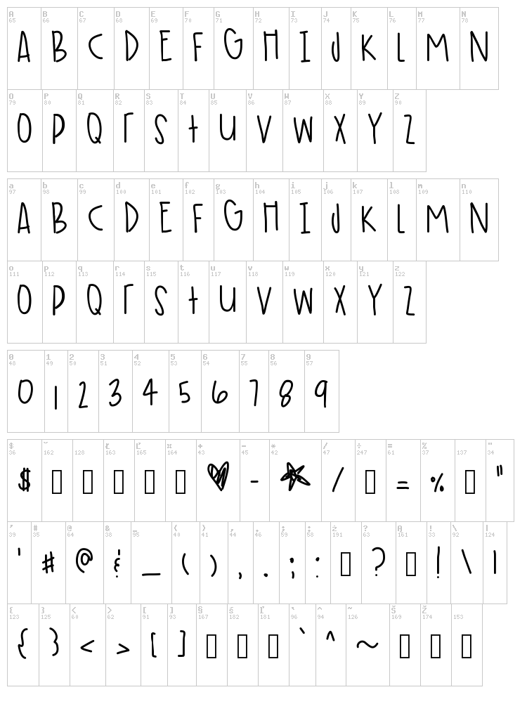 Time Flies When In Paris font map