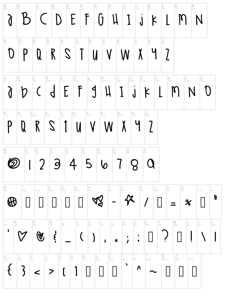 Tokyo Lights font map
