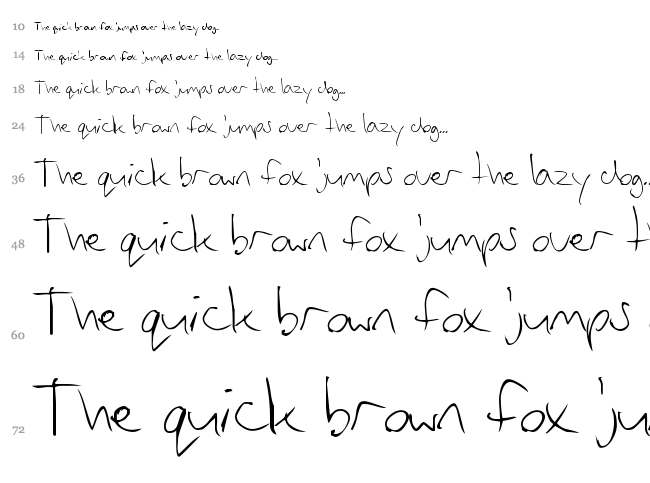 Vadim's writing font waterfall
