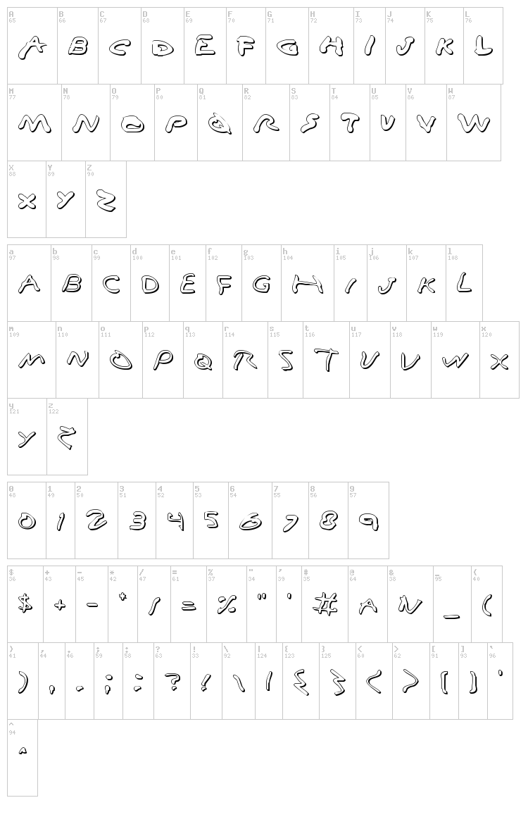Vampire Games font map