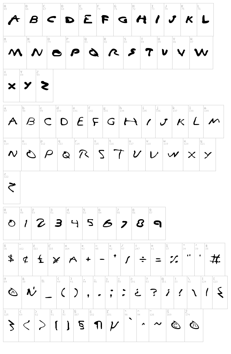 Vampire Games font map