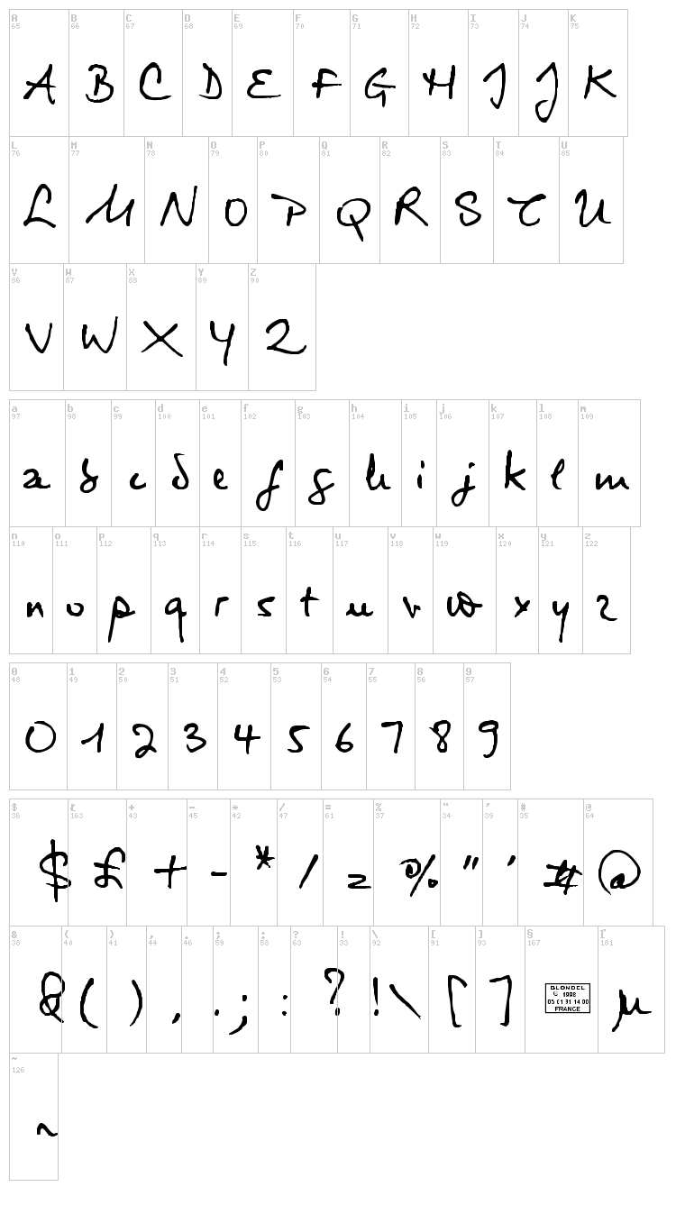 Virginie font map