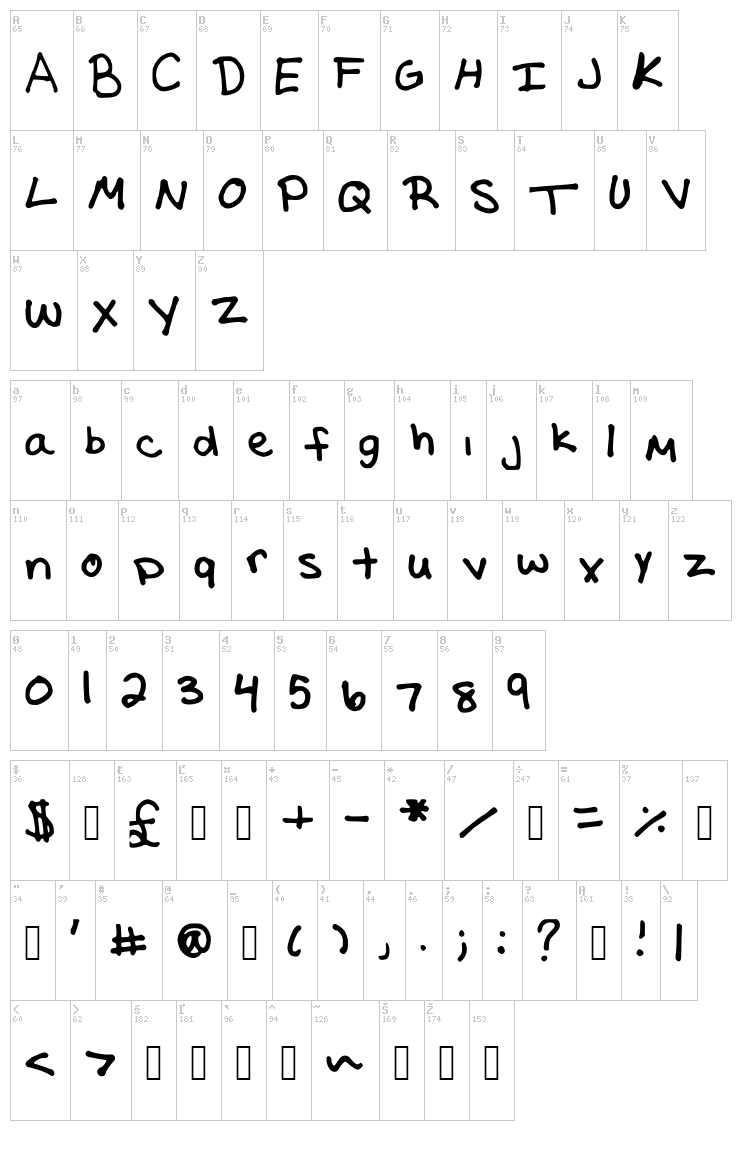 Washed Purple font map