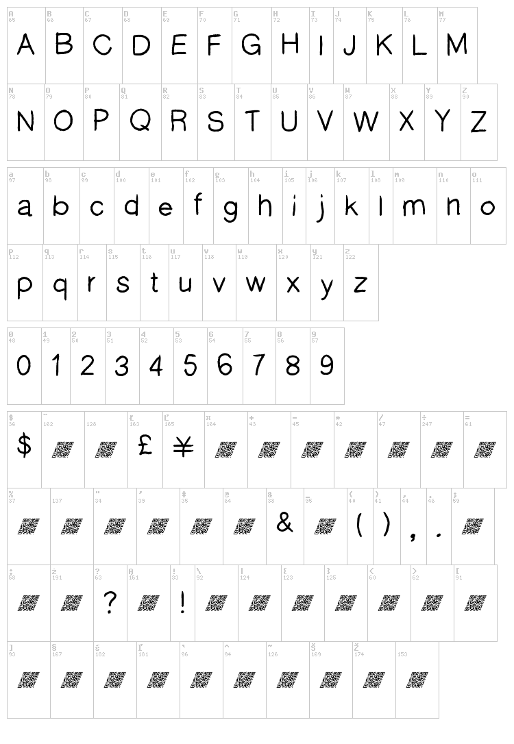 Wild Thang font map