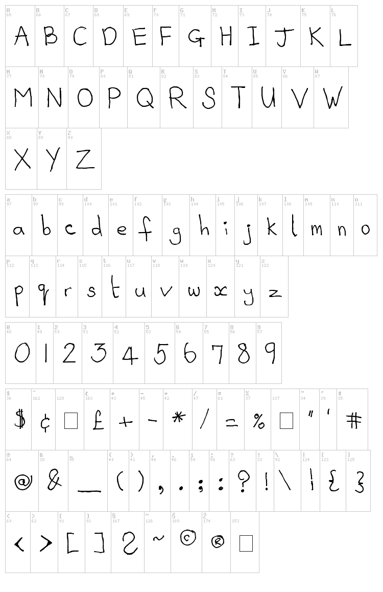 WS Peskimo font map