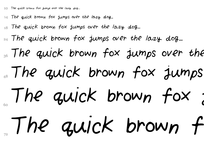 Yui Messy Hand font waterfall