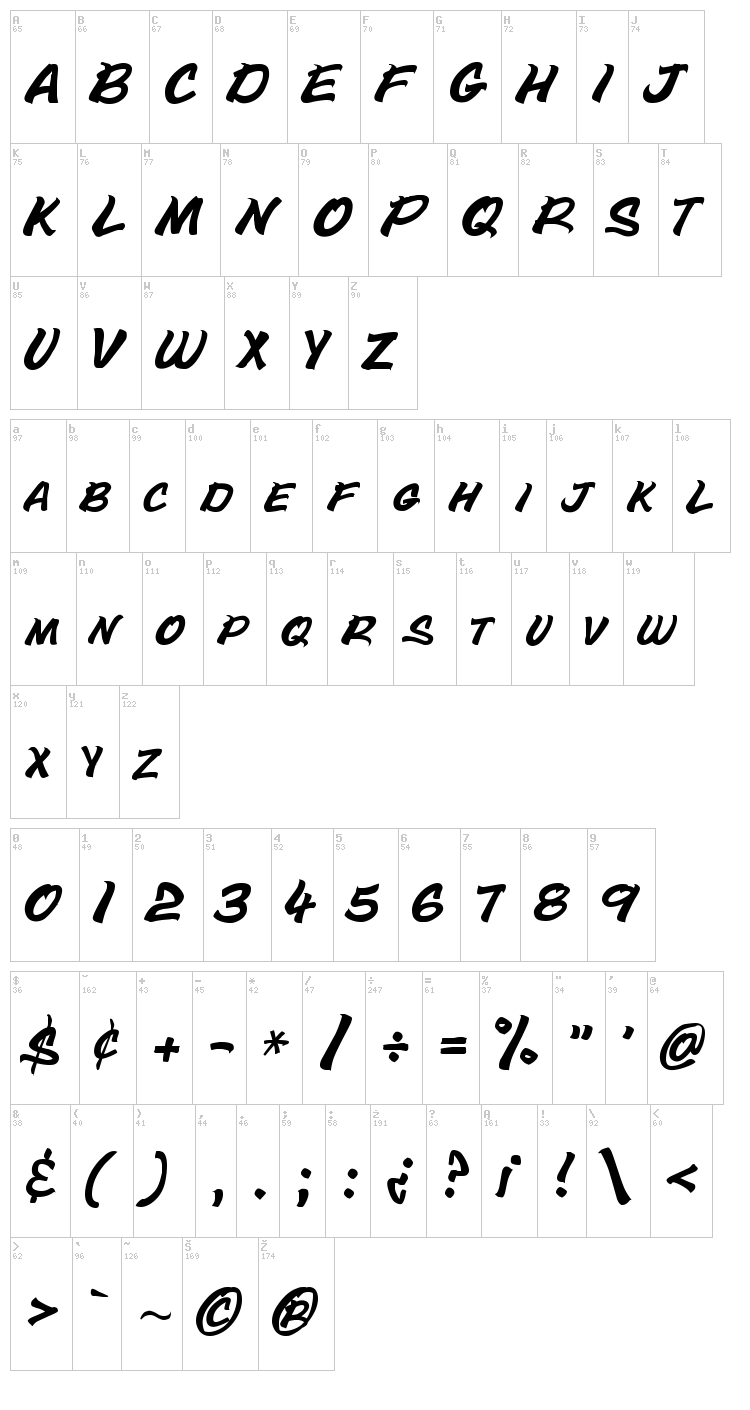 Bottle Depot font map