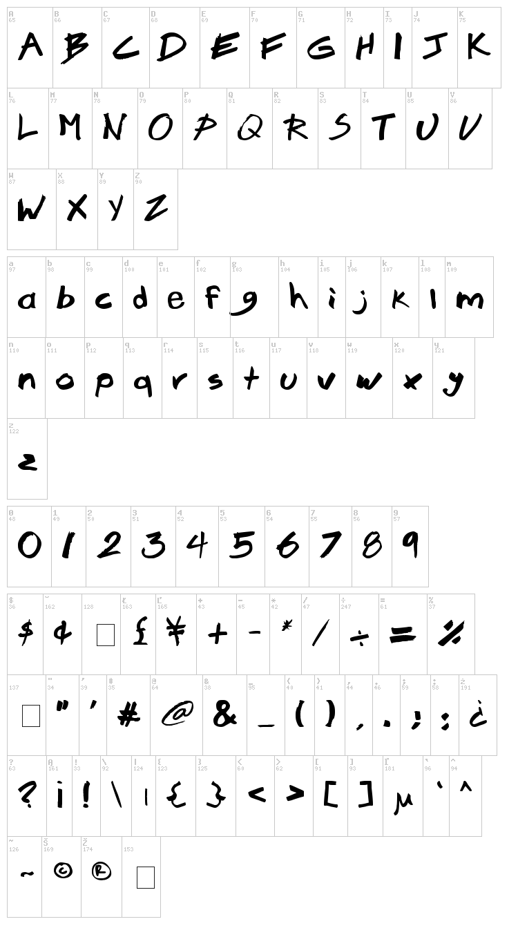Brook 23 font map