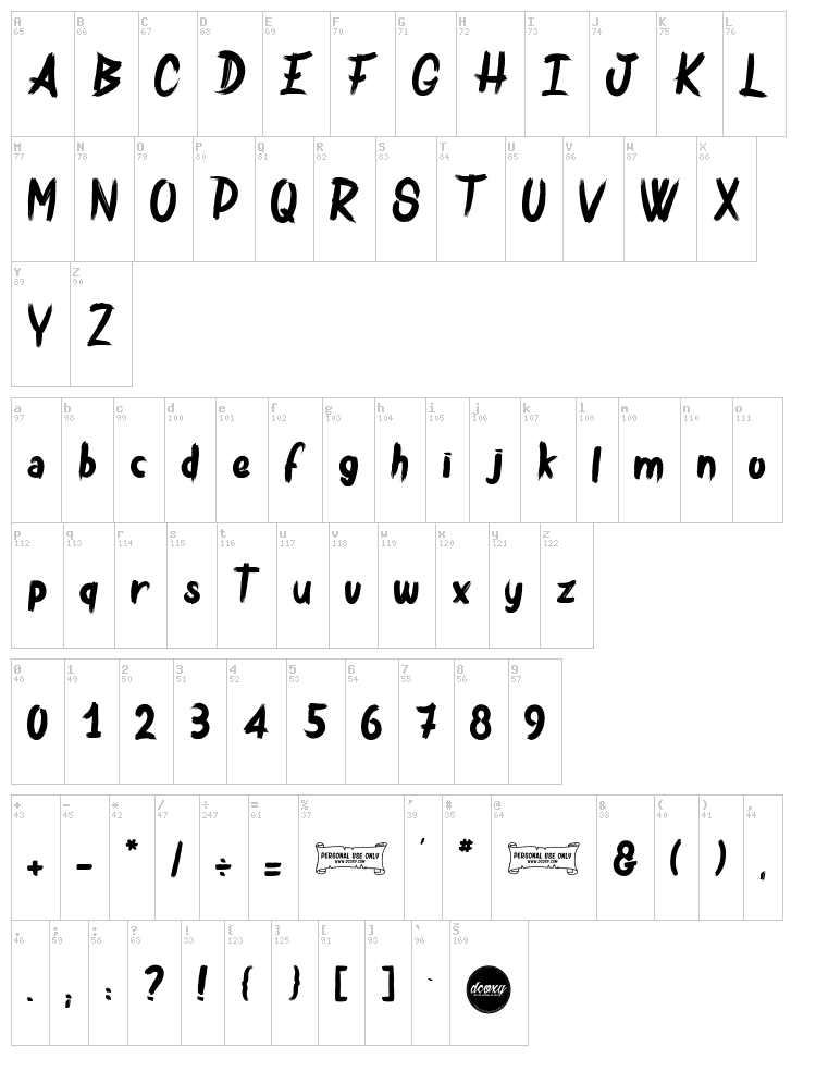 Bulldozer font map