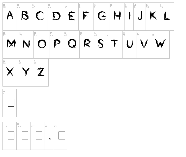 Bumrush font map
